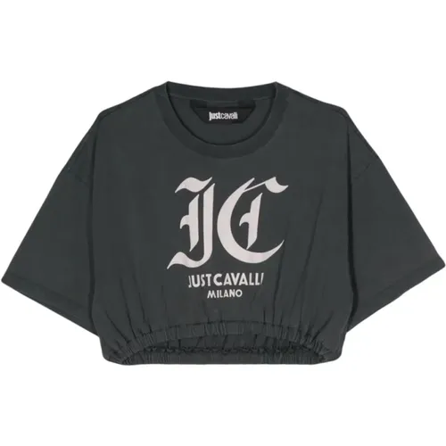 Schwarze T-Shirts Polos für Frauen , Damen, Größe: L - Just Cavalli - Modalova