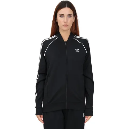 Schwarzer Zip-Sweatshirt für Damen - Regular Fit , Damen, Größe: M - adidas Originals - Modalova