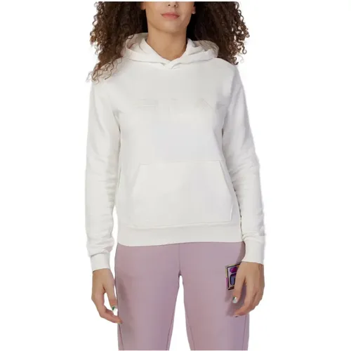 Weißer Langarm-Kapuzenpullover , Damen, Größe: M - Fila - Modalova