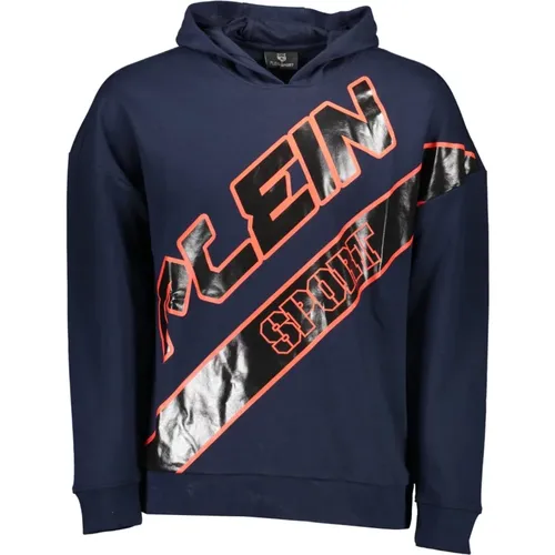 Blauer Baumwollkapuzenpullover mit Logo , Herren, Größe: L - Plein Sport - Modalova