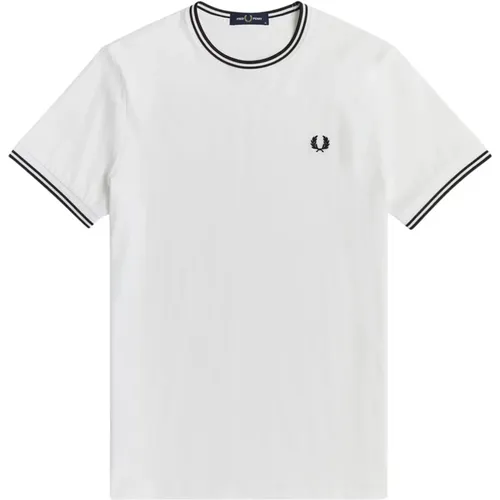 Weißes Baumwoll-T-Shirt , Herren, Größe: M - Fred Perry - Modalova