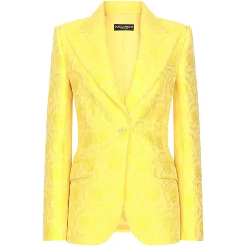 Patterned Jacquard Jacket , female, Sizes: XS - Dolce & Gabbana - Modalova