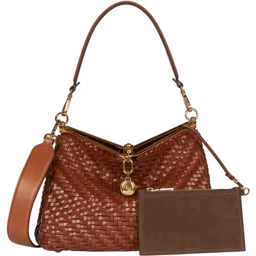 Braune Gewebte Leder Vela Tasche - ETRO - Modalova