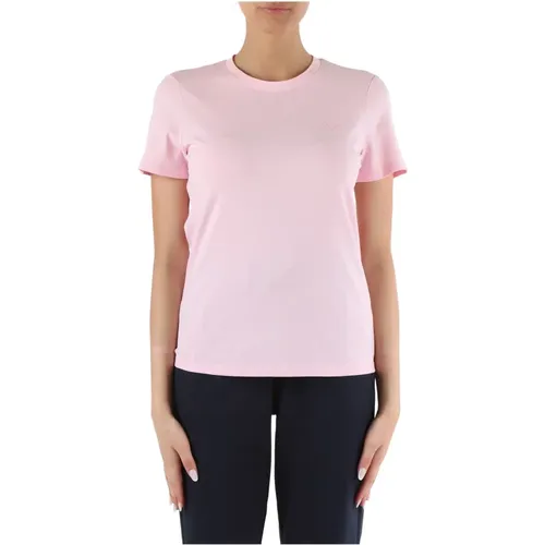 Pique Cotton T-shirt with Rhinestone Logo , female, Sizes: M - Sun68 - Modalova