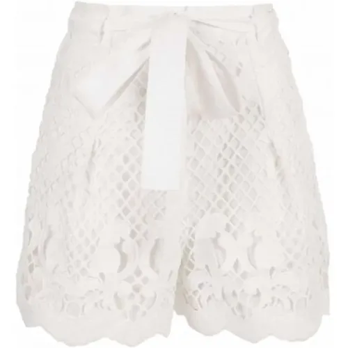 Stylish Cotton Shorts with Embroidered Detail , female, Sizes: L, XL - Self Portrait - Modalova