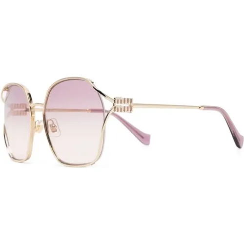 Gold Sunglasses with Original Case , female, Sizes: 60 MM - Miu Miu - Modalova