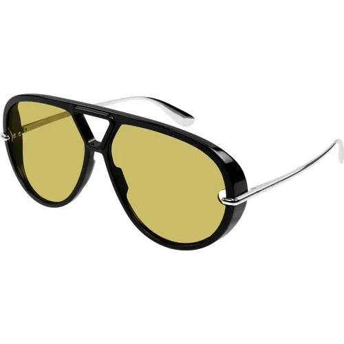 Unisex Sonnenbrille Gelbe Gläser Schwarz - Bottega Veneta - Modalova