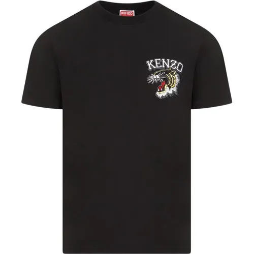 Schwarzes Tiger Varsity Slim T-Shirt , Herren, Größe: L - Kenzo - Modalova