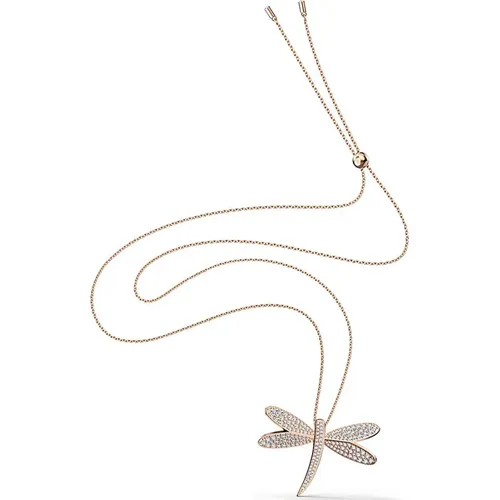 Rose Gold Dragonfly Necklace with Crystals , female, Sizes: ONE SIZE - Swarovski - Modalova