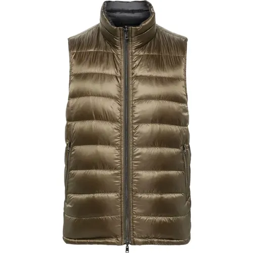 Reversible Superlight Down Vest Green/Black , male, Sizes: M, L, 2XL, XL - Herno - Modalova