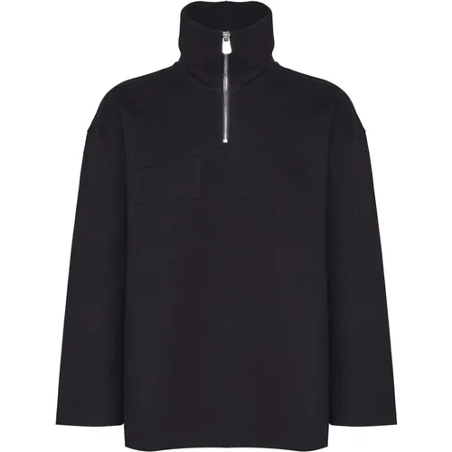 Schwarzer Logo-bestickter Sweatshirt , Damen, Größe: M - pinko - Modalova