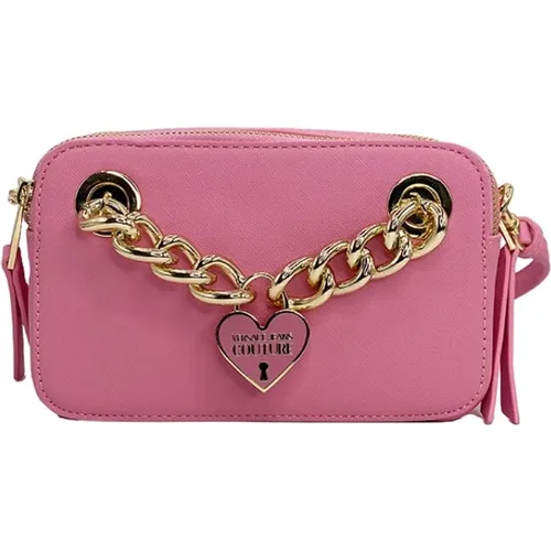 Rosa Kette Herz Charme Leder Tasche - Versace Jeans Couture - Modalova