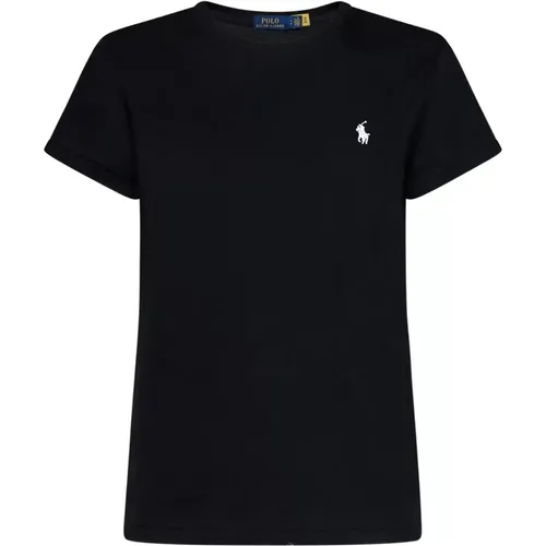 Klisches Schwarzes Baumwoll-T-Shirt mit Pony-Stickerei - Polo Ralph Lauren - Modalova