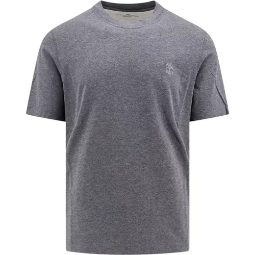 Grey Crew-neck T-Shirt Made in Italy , male, Sizes: 2XL - BRUNELLO CUCINELLI - Modalova