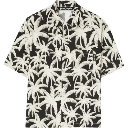 Blumenmuster Logoshirt Schwarz - Palm Angels - Modalova