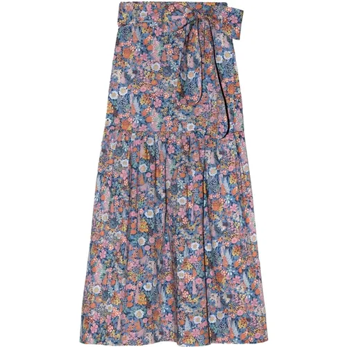 Floral Wrap Skirt with Elastic Waistband , female, Sizes: M, L, S - Apof - Modalova