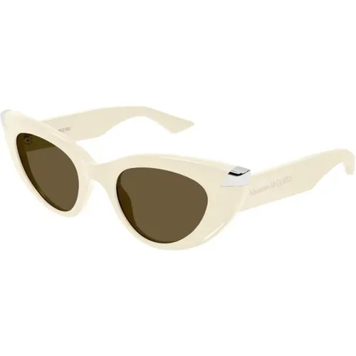 Ivory Brown Sunglasses Am0442S Model , unisex, Sizes: 50 MM - alexander mcqueen - Modalova