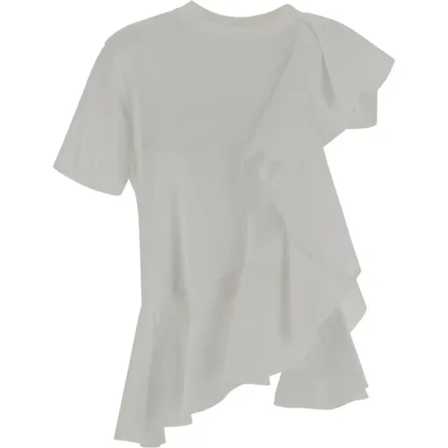 Flared Asymmetrisches T-Shirt , Damen, Größe: M - alexander mcqueen - Modalova