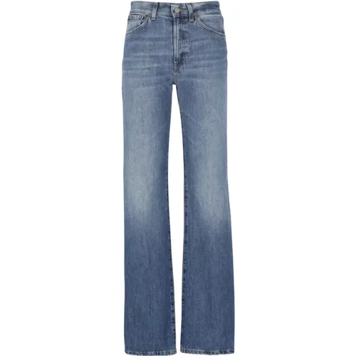 Blaue Baumwolljeans mit Gürtelschlaufen - Dondup - Modalova