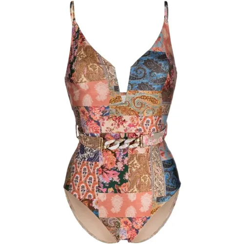 Paisley Print Swimsuit with V-Neck and U-Wire , female, Sizes: M - Zimmermann - Modalova