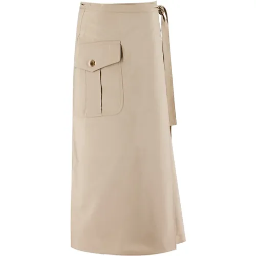 Cotton Wrap Skirt with Flap Pocket , female, Sizes: L, XS - Aspesi - Modalova