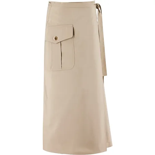 Cotton Wrap Skirt with Flap Pocket , female, Sizes: S, L, XS - Aspesi - Modalova