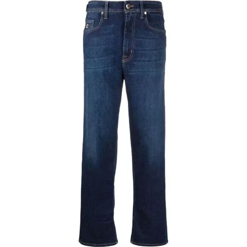Boyfriend-Jeans mit gesticktem Logo und Kontrastnähten , Damen, Größe: W27 - Jacob Cohën - Modalova