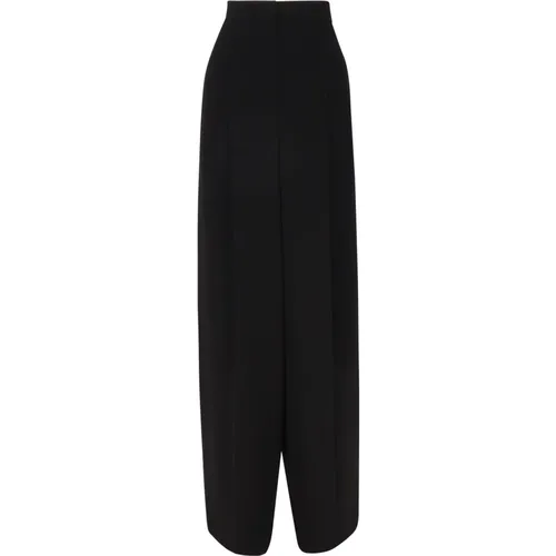 Schwarze Leinen Weite Beinhose , Damen, Größe: XS - Max Mara - Modalova