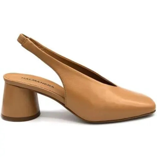 Runde Zehen Leder Slingback Karamell , Damen, Größe: 36 EU - Halmanera - Modalova