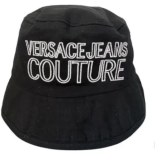 Schwarze Kappe mit Kontrastlogo - M - Versace Jeans Couture - Modalova