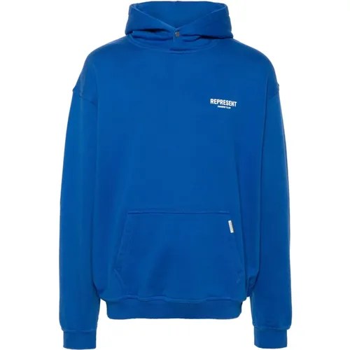 Blaue Kapuzenpullover Jersey Logo Druck - REPRESENT - Modalova