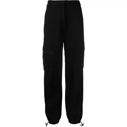 Schwarze Logo-Patch Cargo Hose , Damen, Größe: XS - Versace Jeans Couture - Modalova