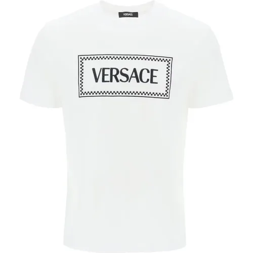 Besticktes Logo T-Shirt , Herren, Größe: XL - Versace - Modalova