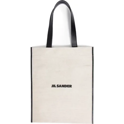 Canvas Tote Bag with Leather Trim , male, Sizes: ONE SIZE - Jil Sander - Modalova