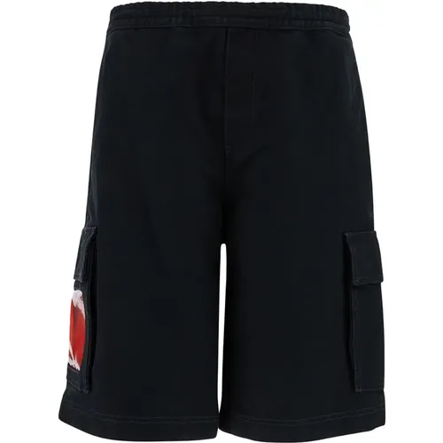 Schwarze Cargo Shorts , Herren, Größe: M - 44 Label Group - Modalova