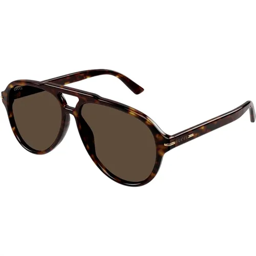 Dunkle Havana Sonnenbrille , Herren, Größe: 58 MM - Gucci - Modalova
