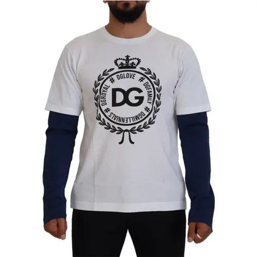Weiß Blauer Crown Pullover , Herren, Größe: L - Dolce & Gabbana - Modalova