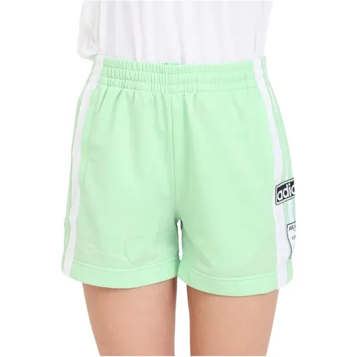 Grüne und Weiße Shorts mit seitlichen Knöpfen , Damen, Größe: L - adidas Originals - Modalova