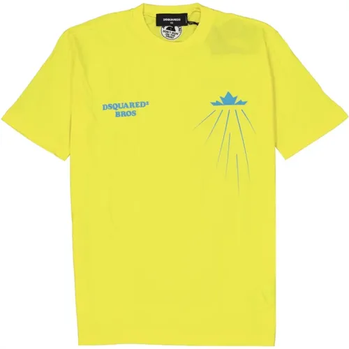 Gelbes Baumwoll-T-Shirt Ss22 - Dsquared2 - Modalova