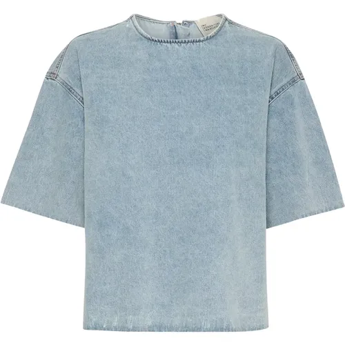 Hellblaue Vintage Wash Denim Bluse - My Essential Wardrobe - Modalova