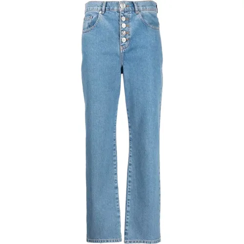 Blaue Gerades Jeans Casual Stil , Damen, Größe: W25 - Moschino - Modalova