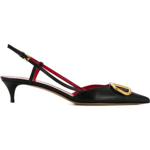 VLogo-Plaque Slingback Pumps , female, Sizes: 2 UK, 2 1/2 UK - Valentino Garavani - Modalova