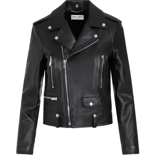 Leather Motor Jacket , female, Sizes: L, S, M - Saint Laurent - Modalova