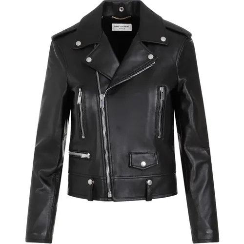 Leather Motor Jacket , female, Sizes: S, M - Saint Laurent - Modalova