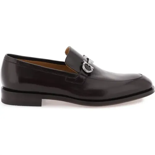 Brushed Leather Gancini Moccasins , male, Sizes: 6 UK - Salvatore Ferragamo - Modalova