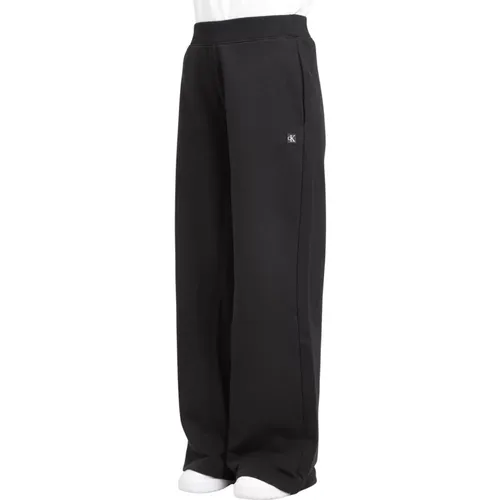 Schwarze Sweatpants mit Calvin Klein Stickerei , Damen, Größe: L - Calvin Klein Jeans - Modalova