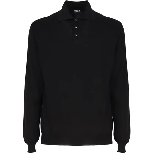 Schwarzes Poloshirt mit langen Ärmeln , Herren, Größe: 2XL - Malo - Modalova
