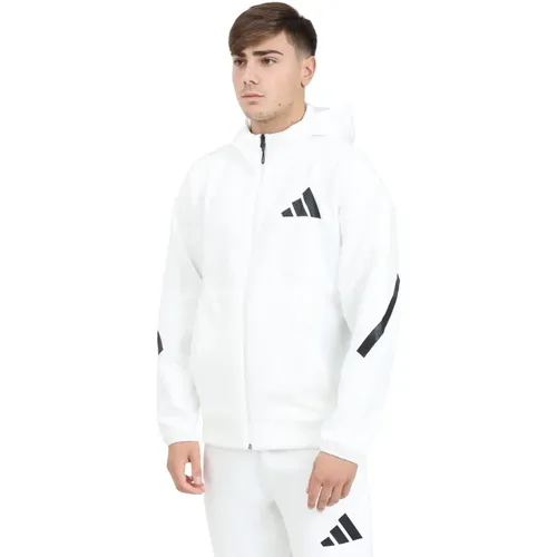 Weiße Reißverschluss-Sweatshirt Z.n.e. Stil - Adidas - Modalova