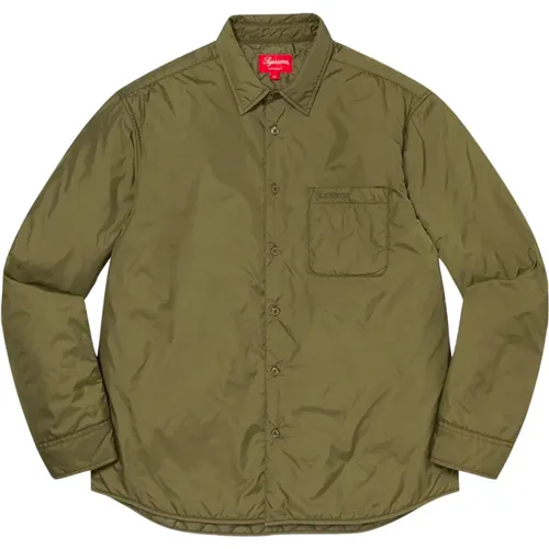 Limitierte Auflage Nylon Gefülltes Hemd Olive , Herren, Größe: L - Supreme - Modalova