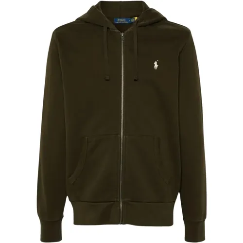 Grüner Kapuzenpullover mit Reißverschluss , Herren, Größe: XS - Polo Ralph Lauren - Modalova